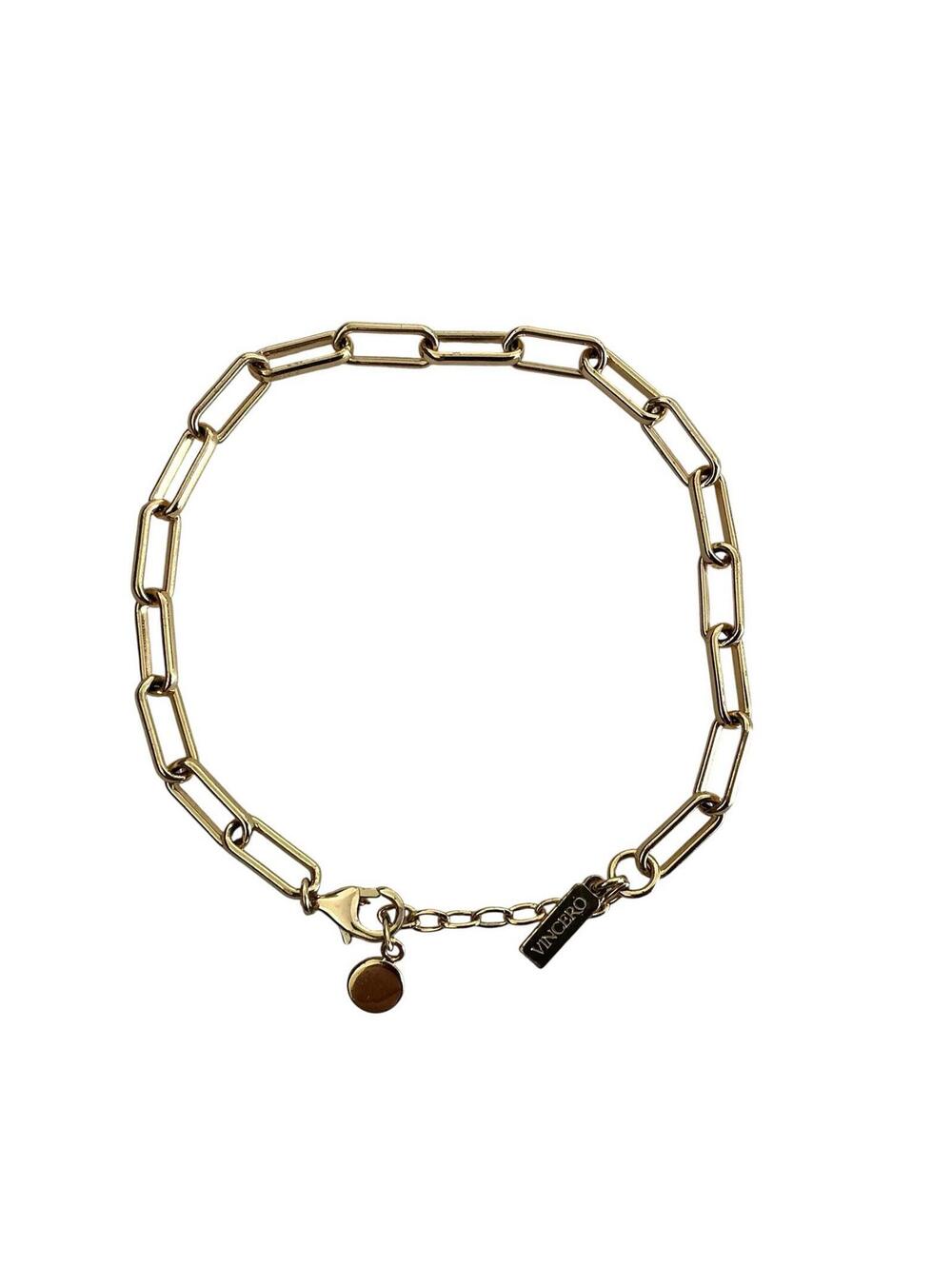 Vincero 925 Sterling Silver Gold Plated Chain Link Bracelet Adjustable Women